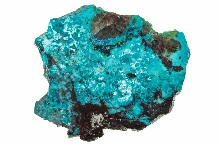 Vibrant Chrysocolla and Shattuckite Slab - Mexico #348758